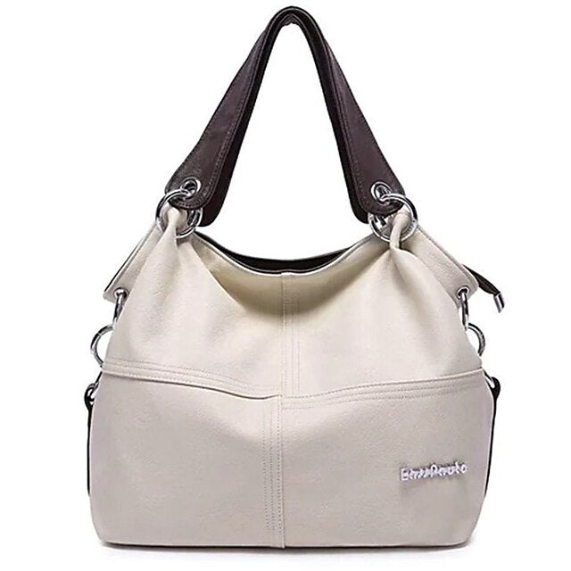 Lässige Handtasche mit Canvas-Lederriemen – Damen