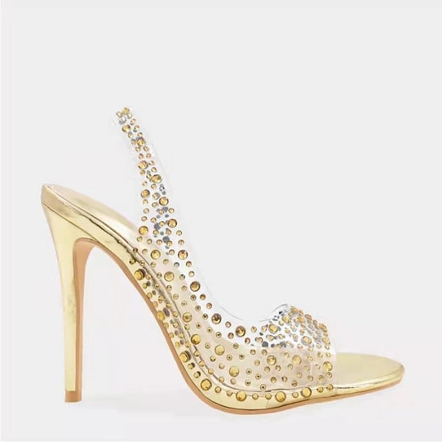 Heel Clear High Transparent – Women's Sandals Rhinestone