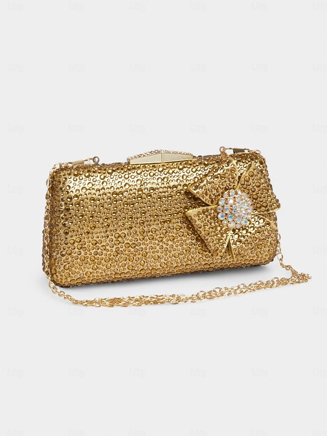Heel High Clutch with Sandals Matching Bow Sparkling Rhinestone