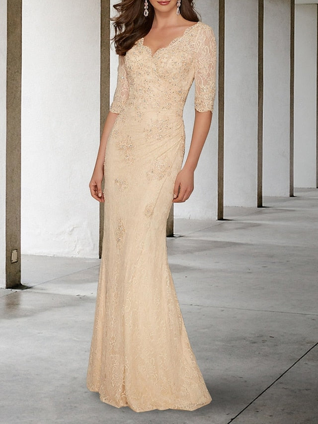 V Sexy Dress Mermaid of Guest Plus Size Mother the Wedding Bride