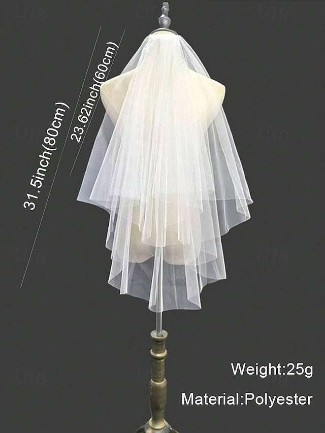 Veil Bridal Soft with – Tulle Elegant Classic Two-Layer
