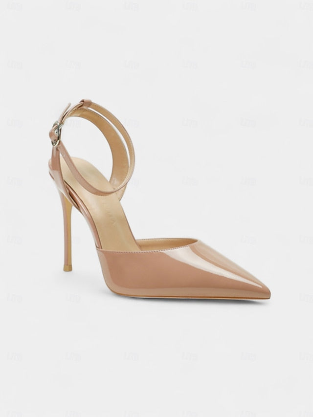 Stiletto Heels - Slingback Patent Nude Leather Women's