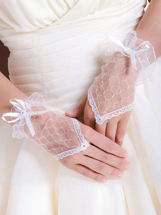 Elegant – Gloves Bridal Fingerless Wedding White Lace