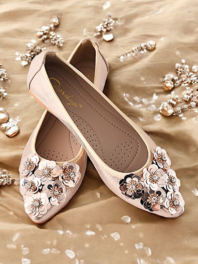 Comfortable Women's Foldable – Floral Flats Embellished