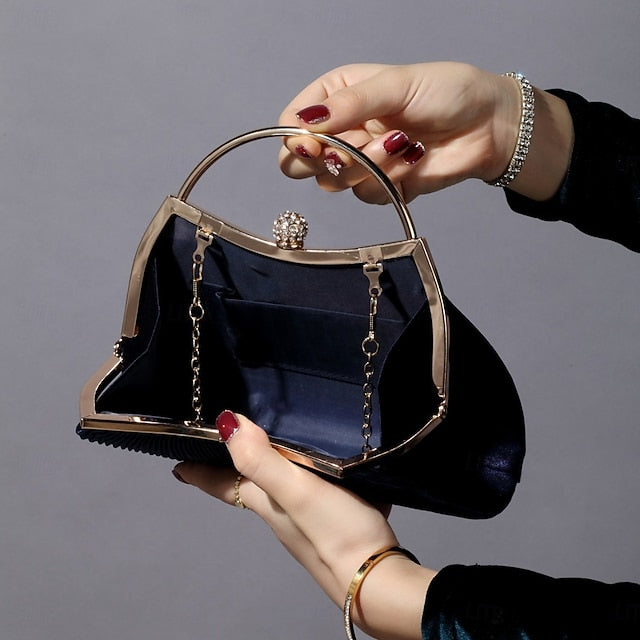 Evening Blue Clutch Women's Pleated Navy – Velvet Elegant