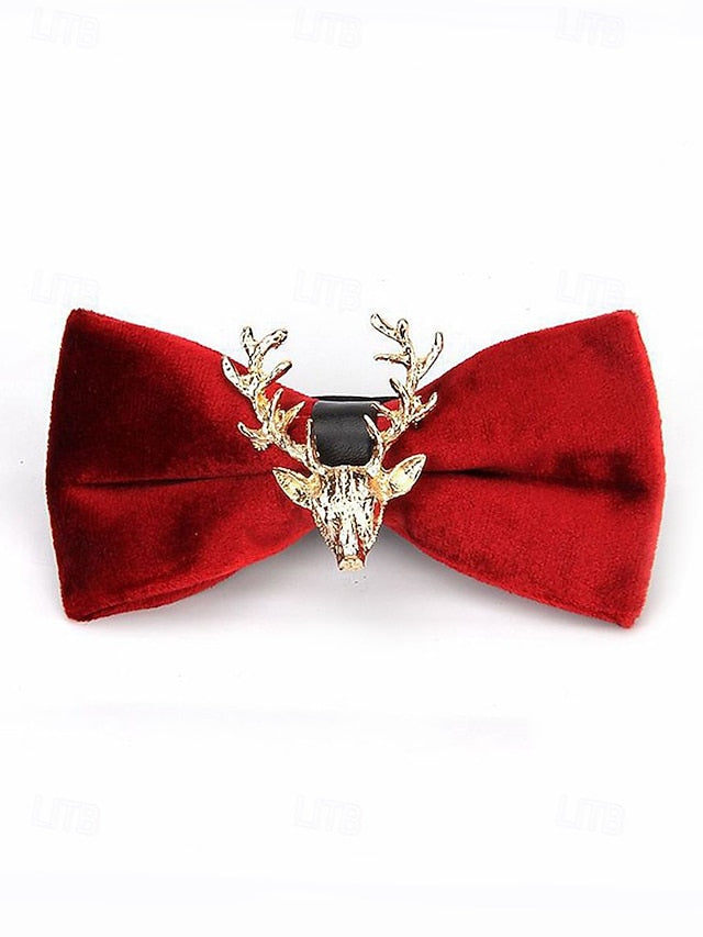 Gold Tie Pin Head Velvet with Men's Bow Deer