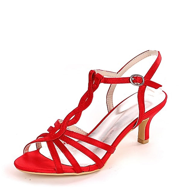 Sandals Strappy Women's – Satin Mid-Heel Purple Elegant