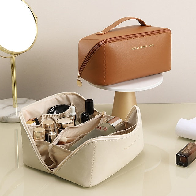 Damen Kosmetik Make-up Handtasche Leder PU Tasche Reise