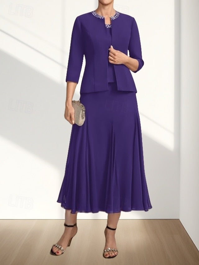 Bride Dress Mother Piece A-Line the Guest Wedding Elegant Two of