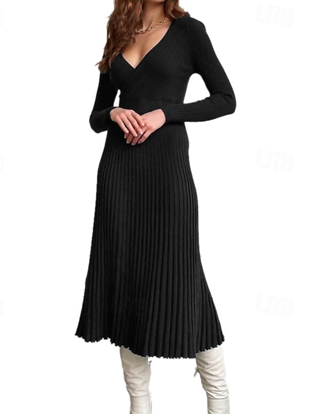 Women's Sweater Dress Elegant Fashion Daily Solid Color