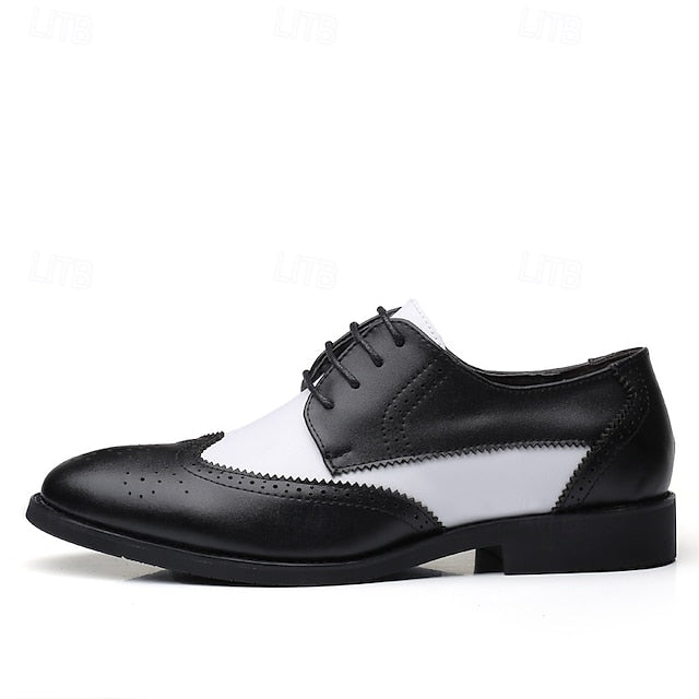 Dress Oxford Shoes with Black and White Men's Brogue