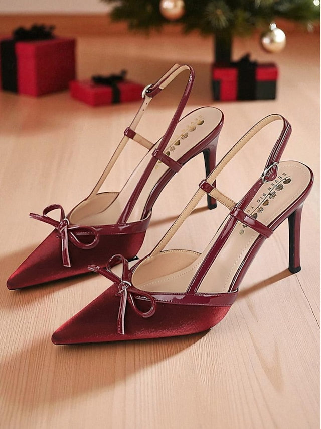 - Red Stiletto Women's Slingback Pointed Heels Green and