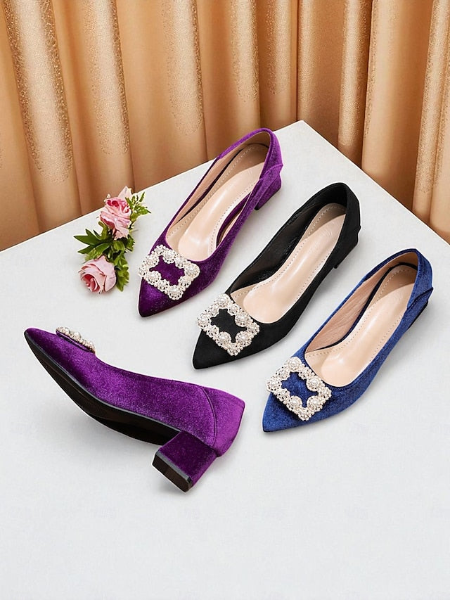 Pearl with Pointed Flats and Glitter Toe Women's Purple
