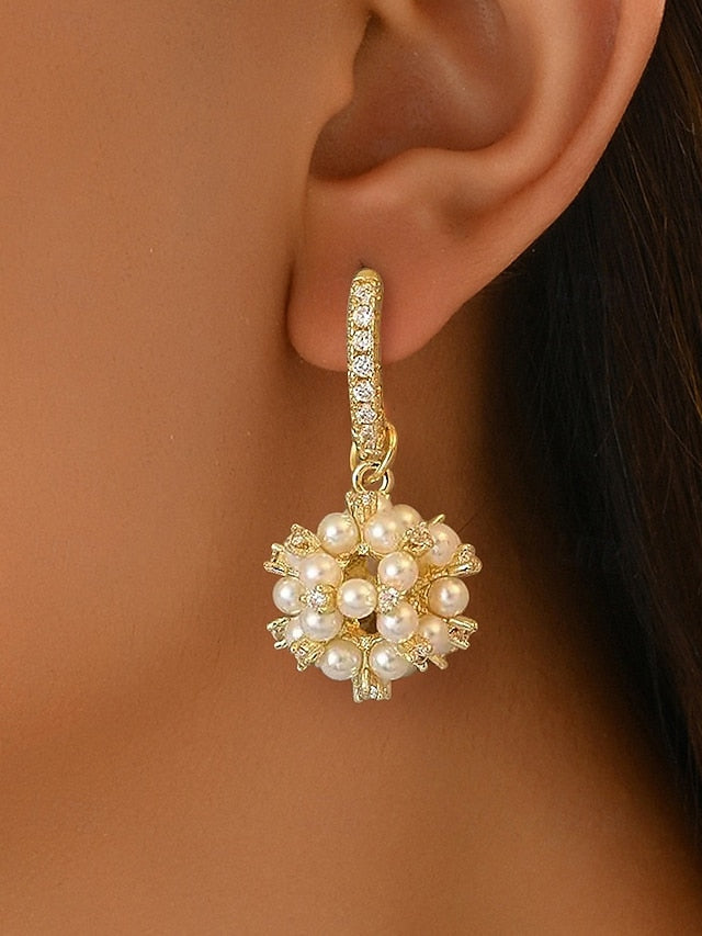 Pearl Gold Imitation Earrings - Plated Women's String
