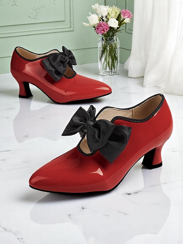Red Vintage 1920s Women's – Shoes Low Leather Heel Patent