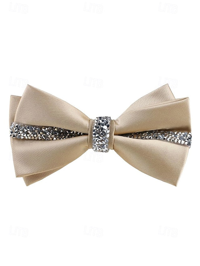 with Crystal Embellishment Bow Burgundy Tie – Satin Elegant