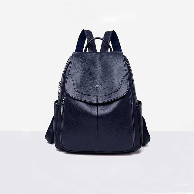 Rucksack aus Kunstleder mit burgunderfarbenem Klappverschluss für Damen