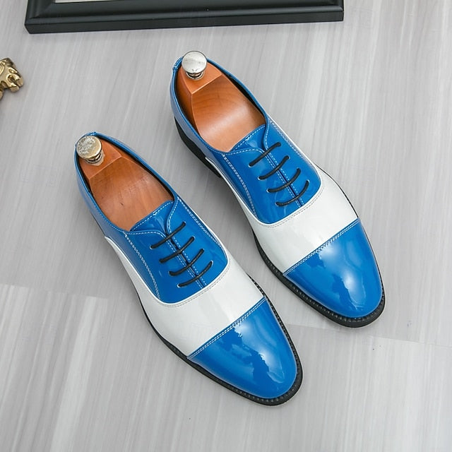 Shoes with and White Polished Dress Men's Oxford Blue