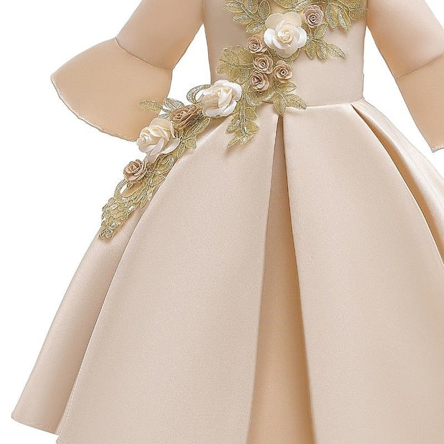 Floral Dress Kids Girls' Sleeve Length Party Formal 3/4
