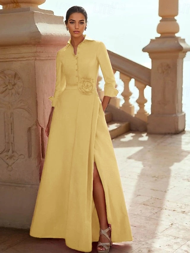 Dress Formal Length Gown Evening Wedding Floor A-Line Elegant