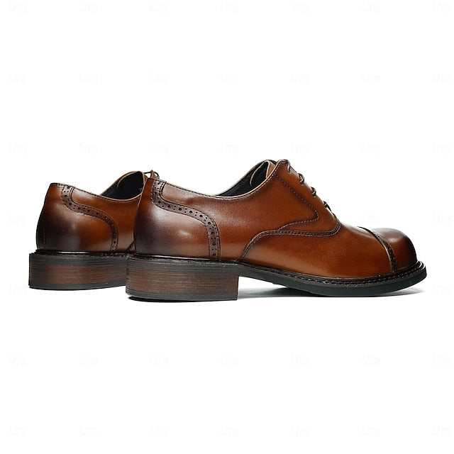 Shoes- Dress Leather Oxford Cap First Men's Toe Genuine