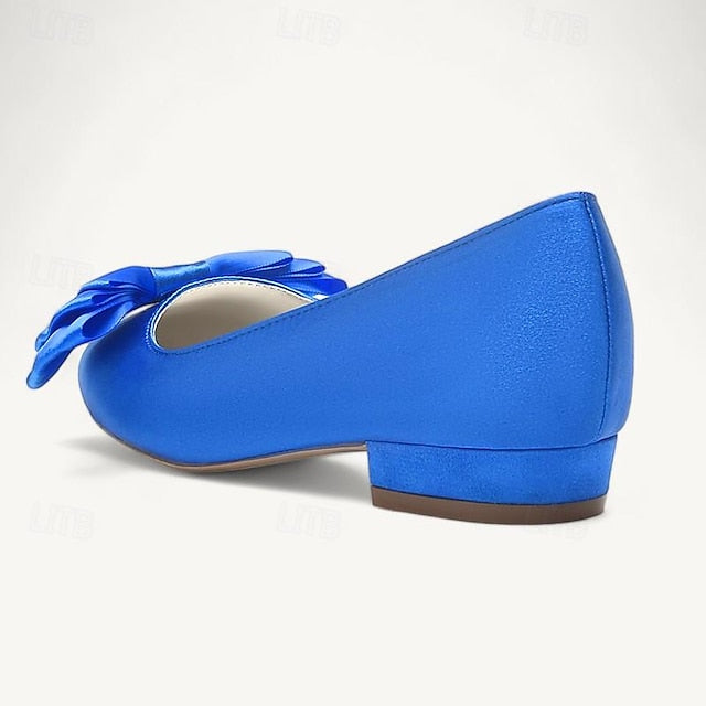 Bowknot Party Low Flats Pointed Shoes Wedding Heel Women's