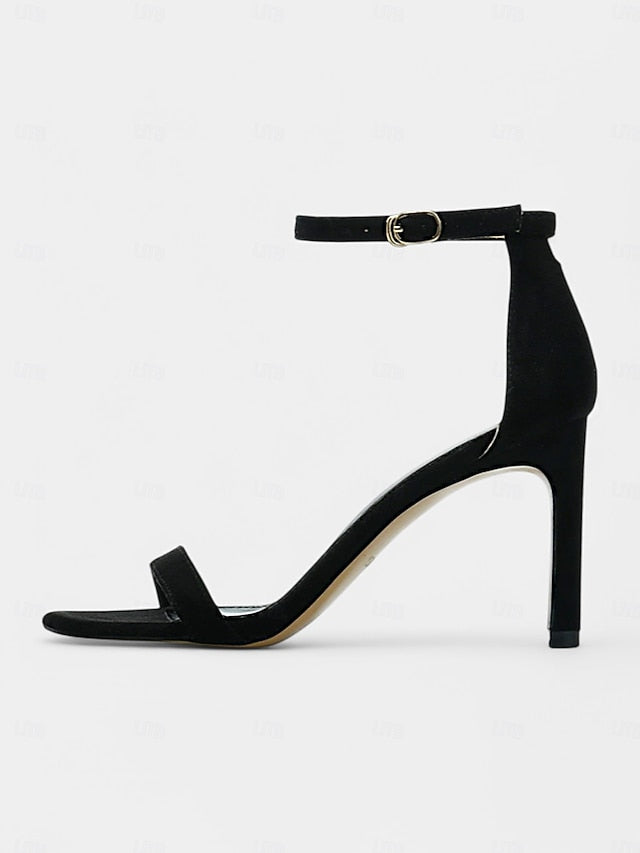 Strap Sandals Open-Toe Ankle Elegant Stiletto for - Women Black