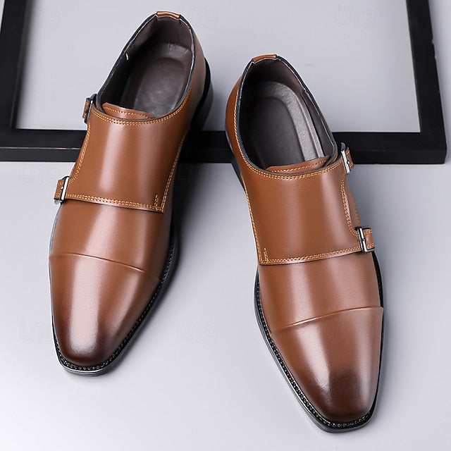Shoes Men's Double – Dress Leather Monk Elegant Strap
