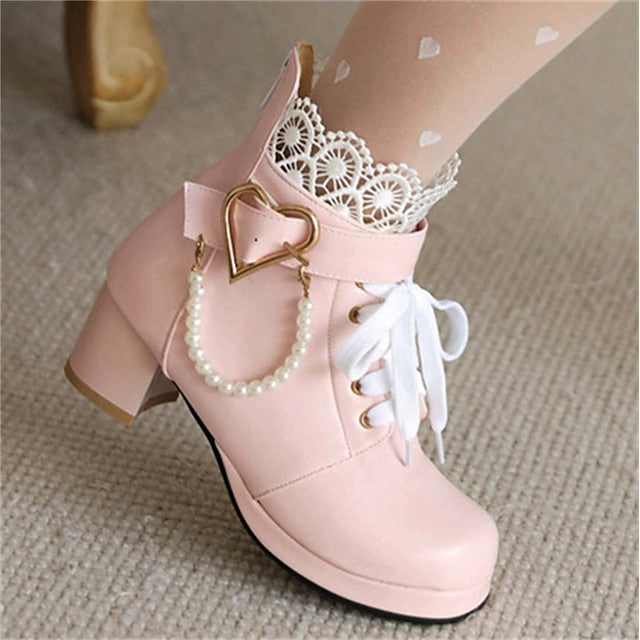 Ankle Women's – Wedding Bridal Lace-Up White Boots Shoes