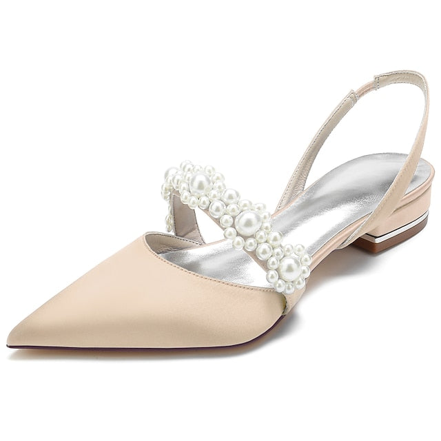 with Pearl White Elegant Satin Women's Shoes Dress