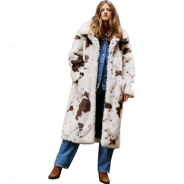 Women's Faux Elegant Coat Fur Knitting Comfortable Warm
