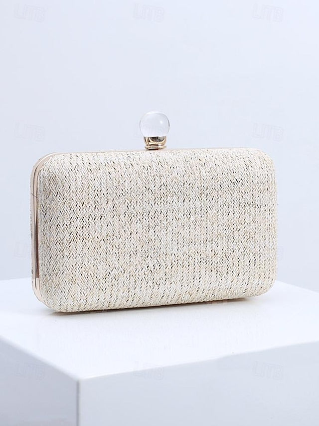 Elegant Pearl Clutch Straw Purse Clasp - with Stylish