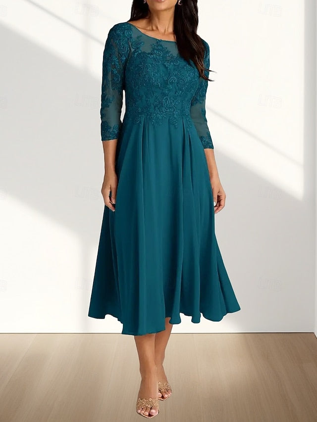 Dress Bride Elegant Mother of the Crew Neck Wedding A-Line Guest
