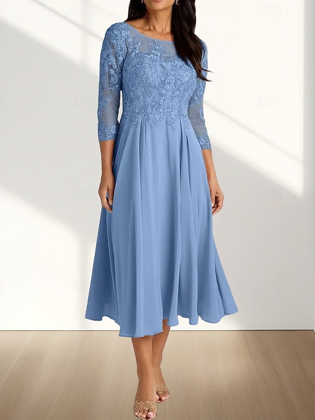 the A-Line Neck Mother Bride Elegant Dress Guest Wedding of Crew