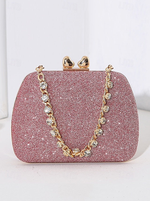 with Clutch Sage Rhinestone Green Evening Glitter Women's