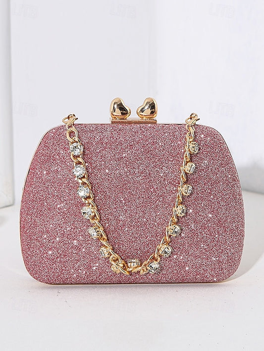 with Clutch Sage Rhinestone Green Evening Glitter Women's