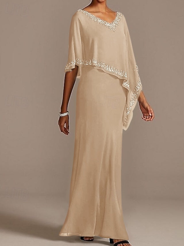 Bride V Mother the Wedding Sheath Elegant Guest Dress Neck of