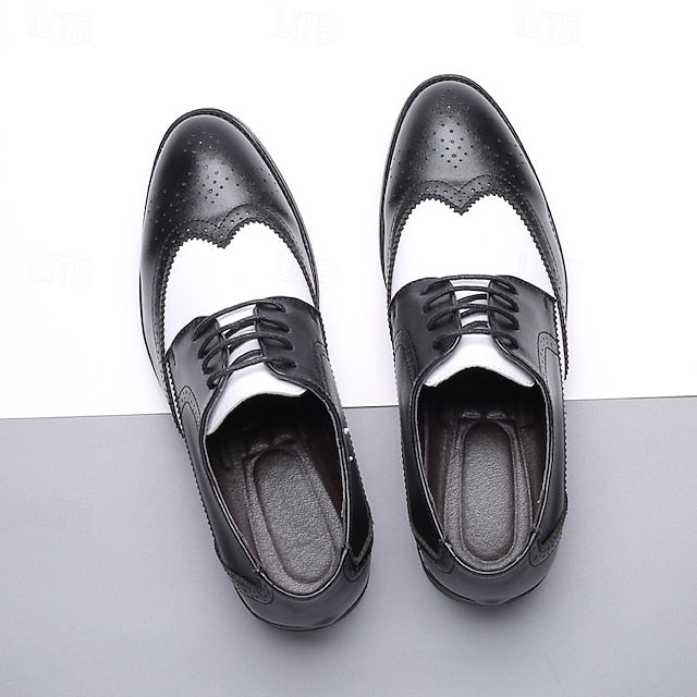 Dress Oxford Shoes with Black and White Men's Brogue