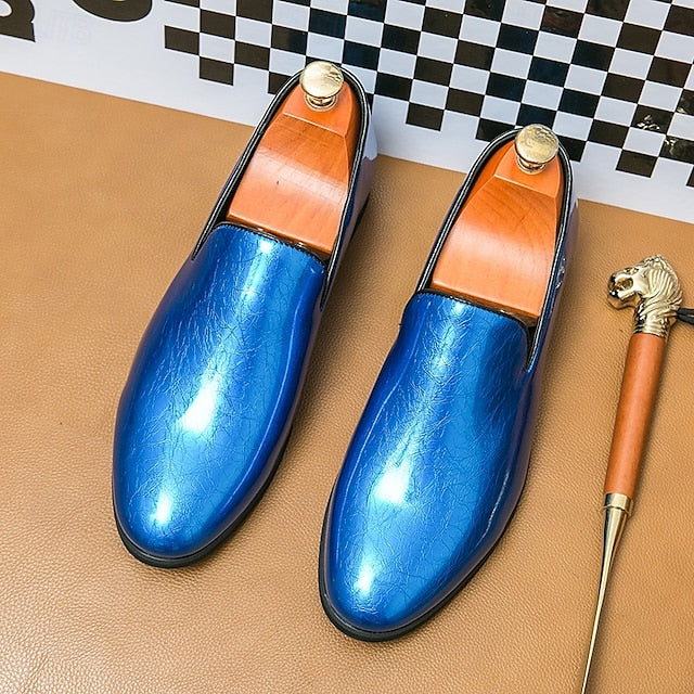 Men's Metallic Fashionable Gold Shiny Loafers Slip-On –