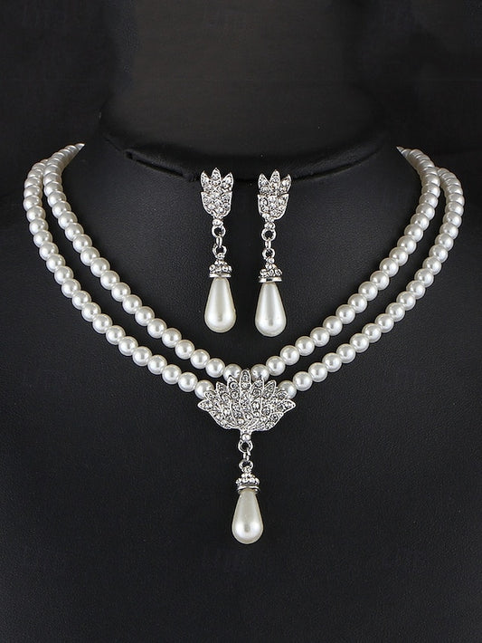 Double-Layer Pearl Necklace Bridal – Elegant Jewelry Set