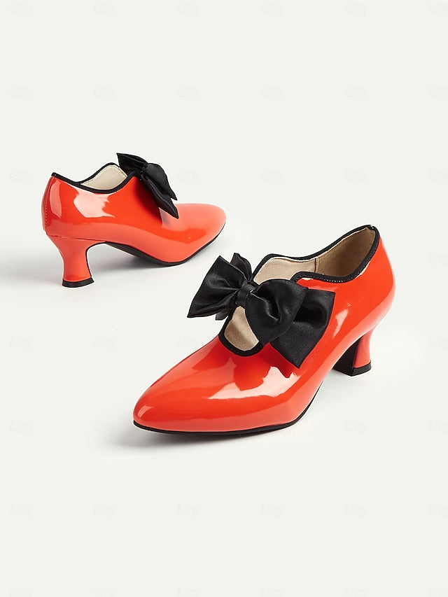 Red Vintage 1920s Women's – Shoes Low Leather Heel Patent