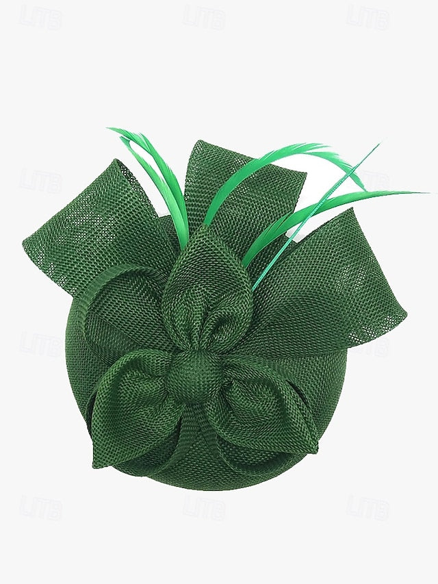and Feather with Green Hat Fascinator Accents Women's Bow
