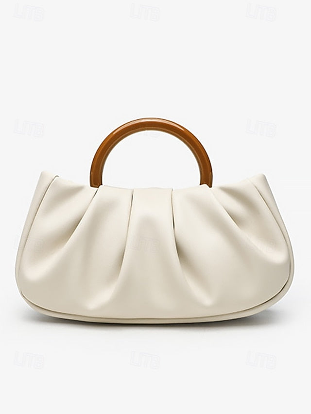 Faux Bag Clutch Pleated Acrylic with Leather Women's Tote