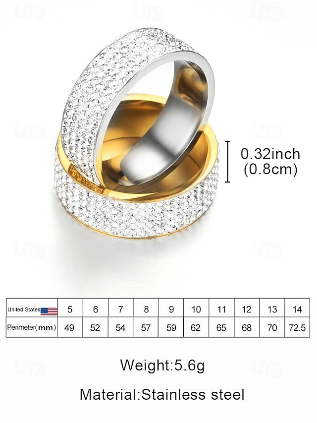 Rings Pave Full Wide Men's Band with Rhinestone
