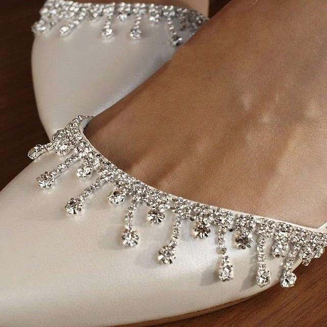 – White Bridal Shoes Flats with Wedding Elegant Women's