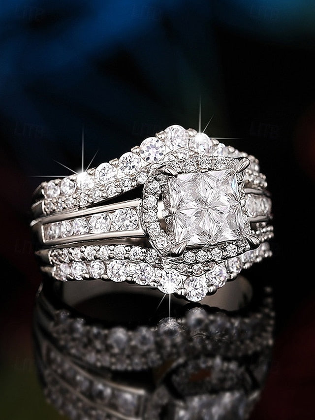Cubic Luxury Ring Zirconia Wedding Set with
