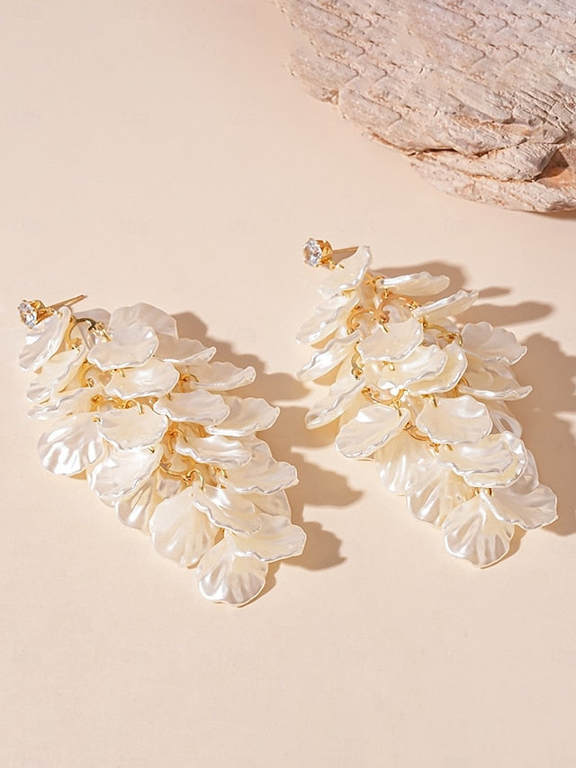 Elegant Layered - Women's Earrings Floral Satin Petal Drop