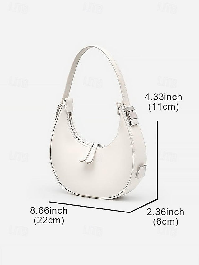 Elegant Ivory with Crescent Bag Hobo Silver - Hardware Sleek