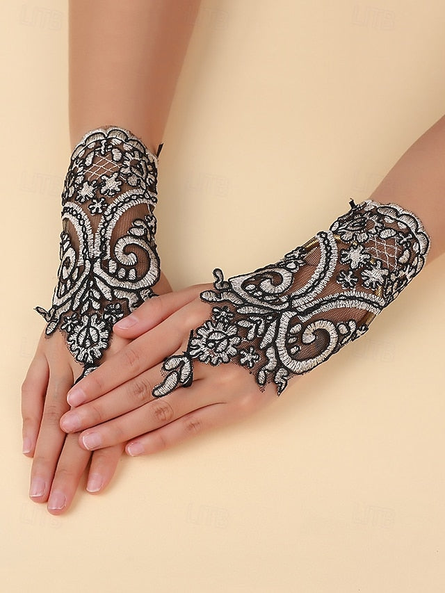 Gloves Vintage Wedding White Fingerless Bridal Lace Elegant –