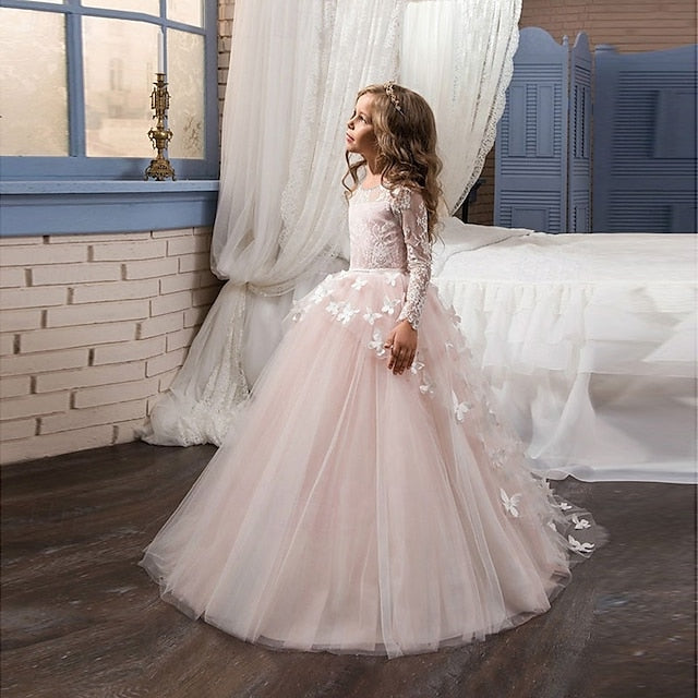 Color Solid Girls' Communion Kids First Dress Party